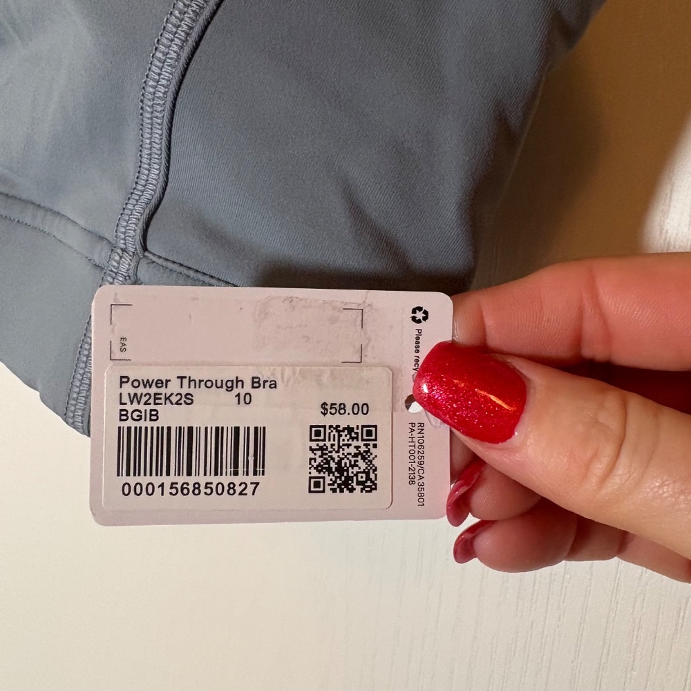 Lululemon Power Through Bra.  NWT SIZE 10 COLOR: BGIB (BELGIAN BLUE) - Picture 3 of 4